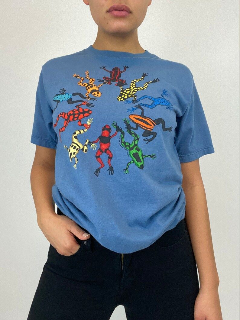 Vintage Frog T Shirt Blue Small Tree Frog T Shirt Small Medium Large Blue