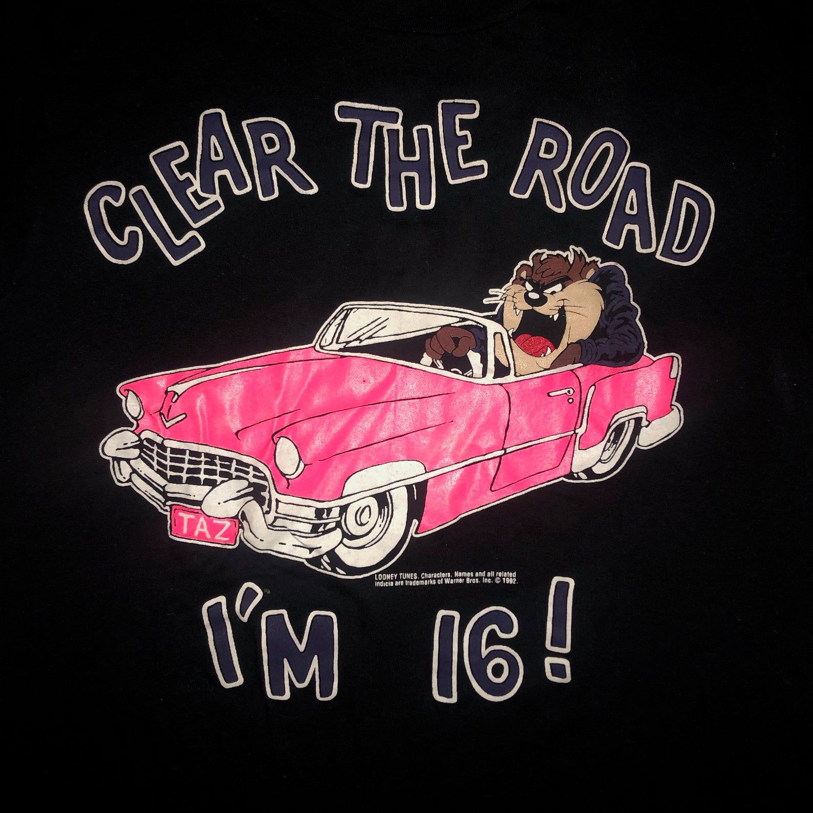 Vintage Funny 1980S Taz Pink Cadillac T Shirt Looney Toons Single Stitch Artex Tee Tasmanian Devil