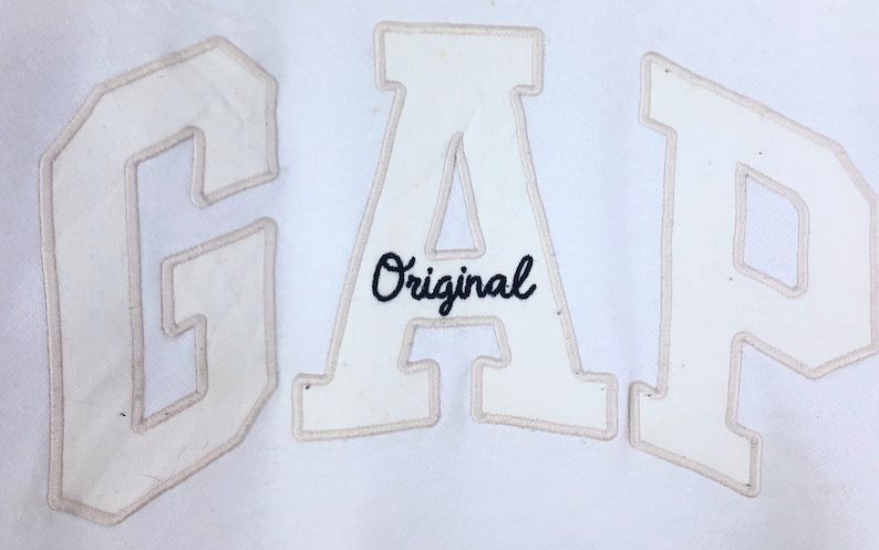 Vintage Gap Sweatshirt Gap Big Logo White On White Spellout Embroidery Jumper Sweater Sportwea
