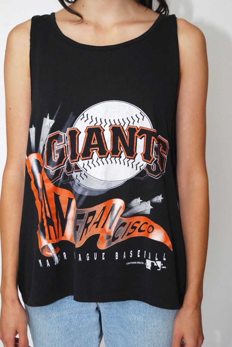 Vintage Giants Tank Xl Black 90S San Francisco Baseball Mlb Top T Shirt Tee Men Women Vest Sportswear Streetwear Dope Street 80S Throwback