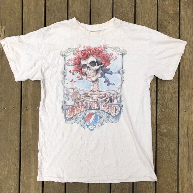 Vintage Grateful Dead Skeleton Roses Unisex Medium Distressed Band T Shirt Retro Hipster Streetwear Grateful Dead Skull Summer Festival Tee