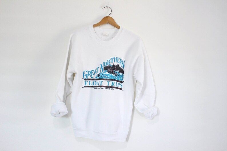 Vintage Great Northern Float Trips White Water Rafting West Glacier Montana Sweatshirt