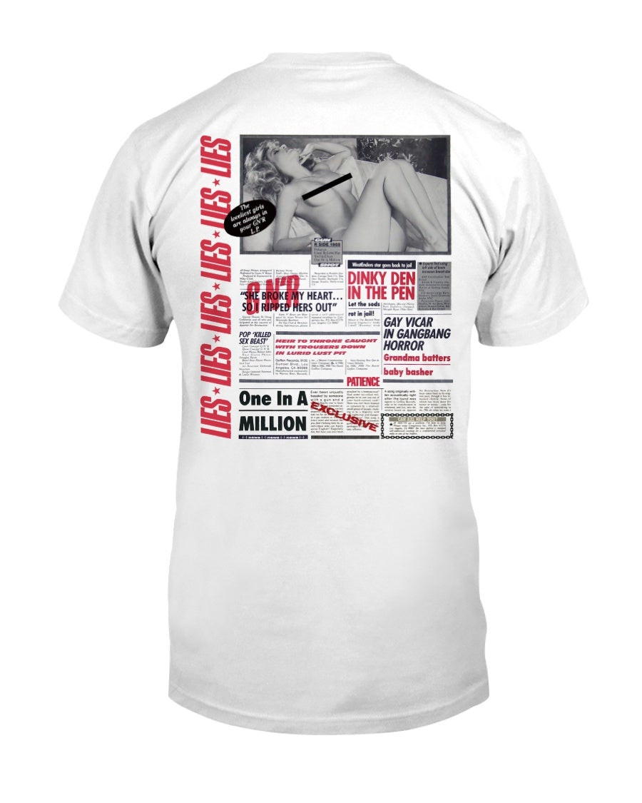 Vintage Gun And Roses Lies Newspaper Punk Rock Motive Band T Shirt 080721