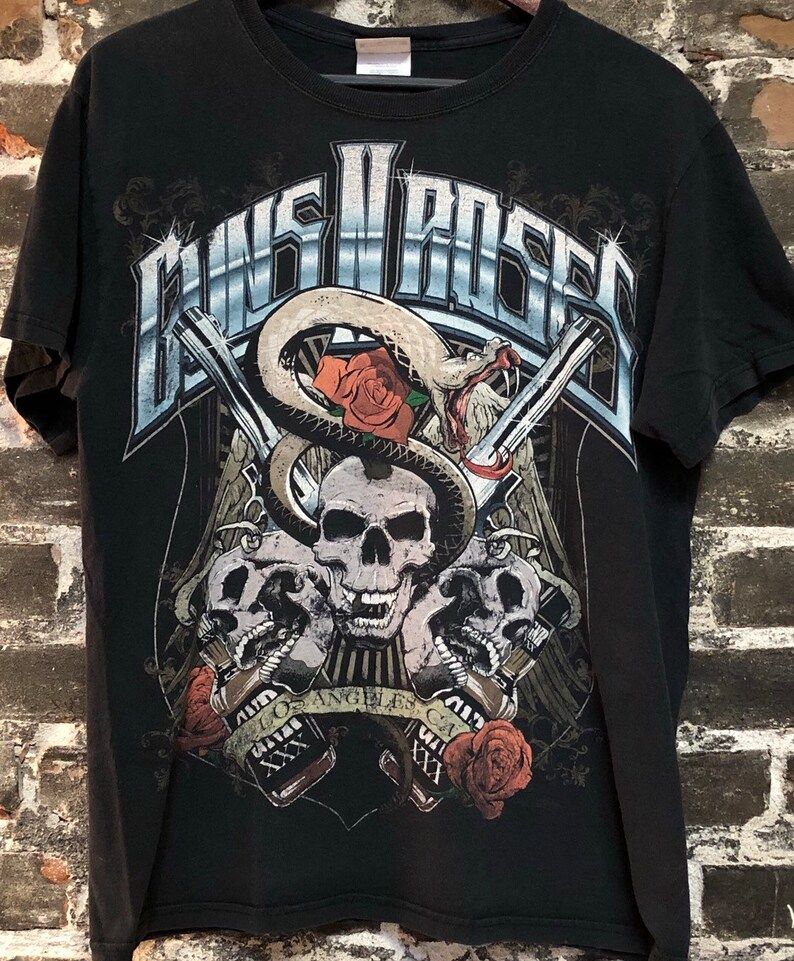 Vintage Guns N Roses Soft Distressed Skull Snake T Shirt Medium