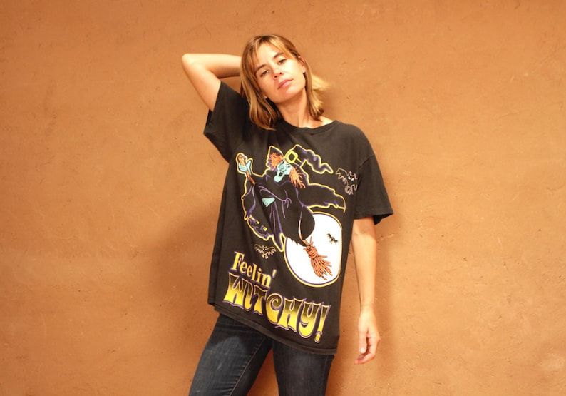 Vintage Halloween Witch Mid 90S Pumpkin Shirt Top