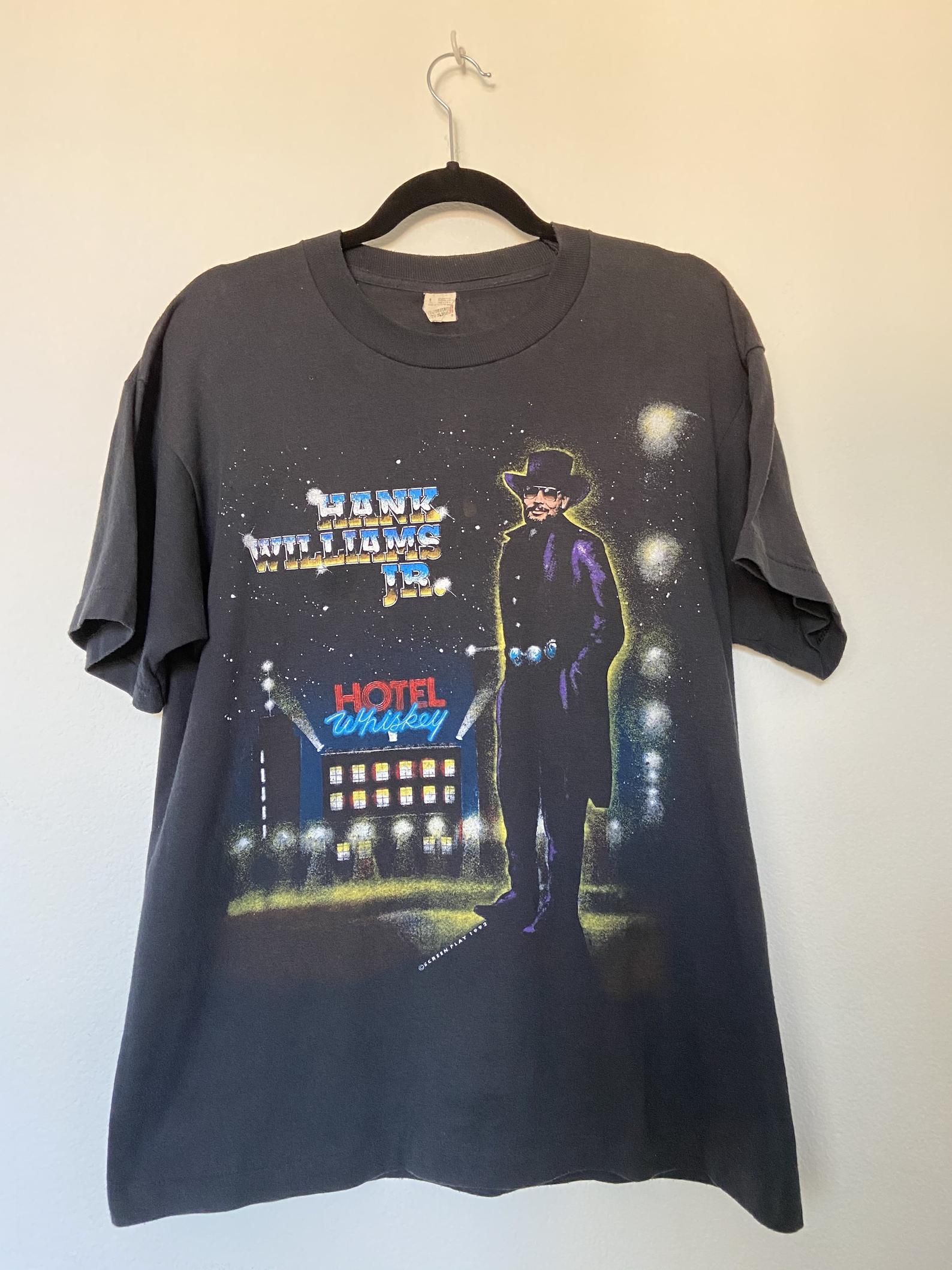 Vintage Hank Williams Jr Hotel Whiskey 1992 Tour T-Shirt