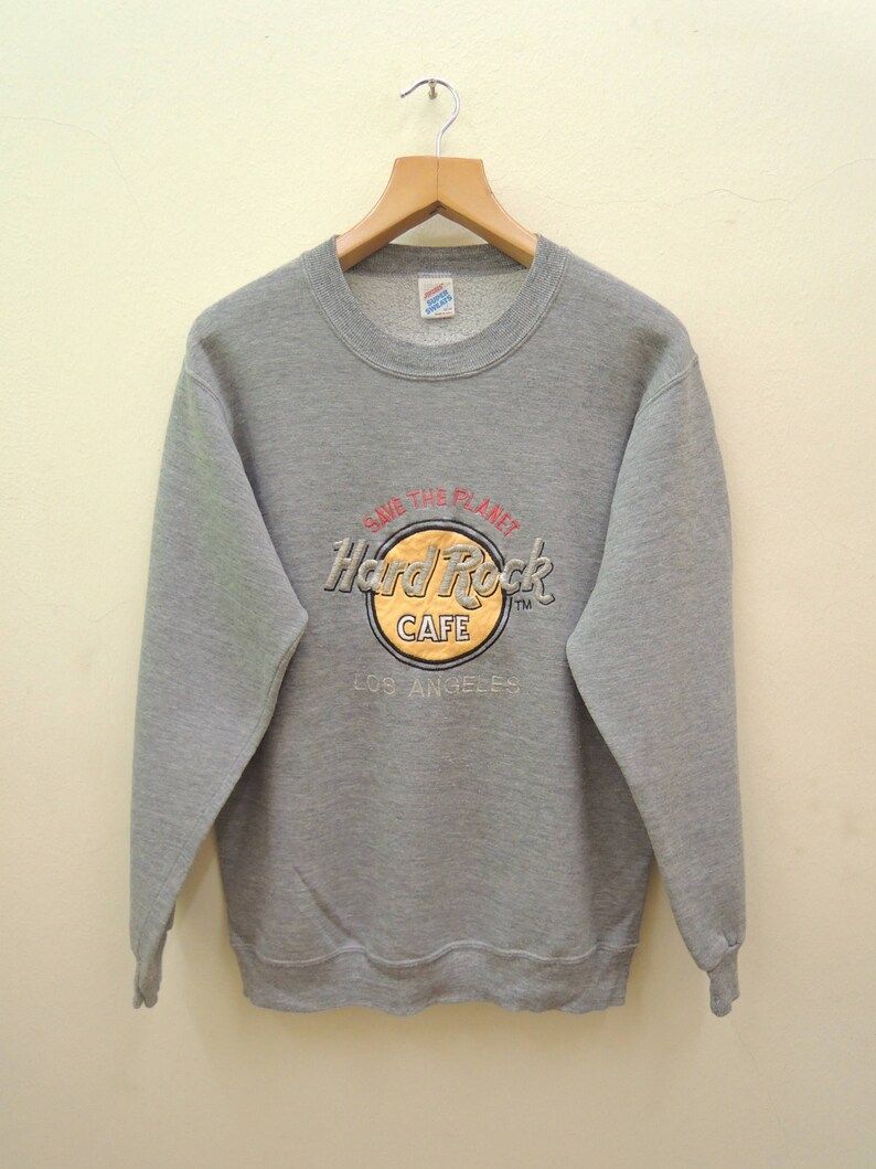 Vintage Hard Rock Cafe Los Angeles Sweatshirt Street Wear Pull Over Sweater