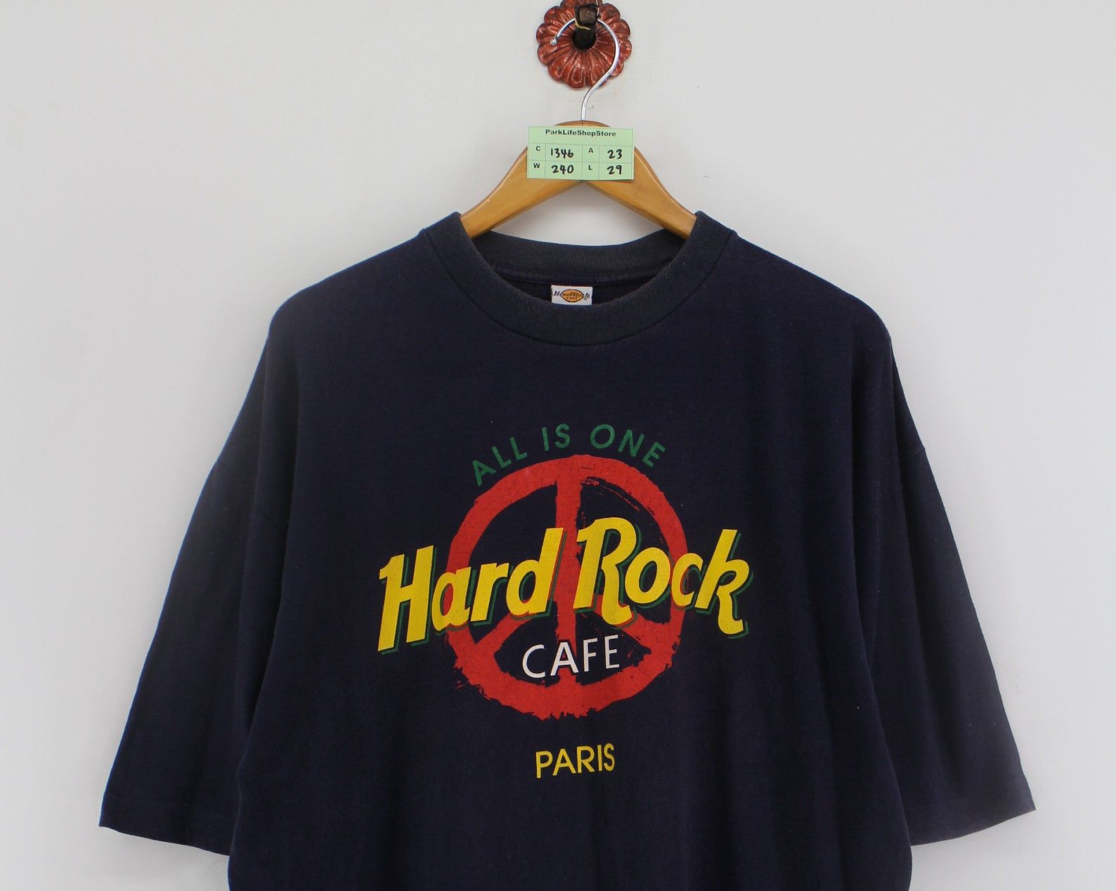 Vintage Hard Rock Cafe Paris Tshirt X 90'S Sportswear Hard Rock Cafe France All Is One Save The Planet Blue Tees