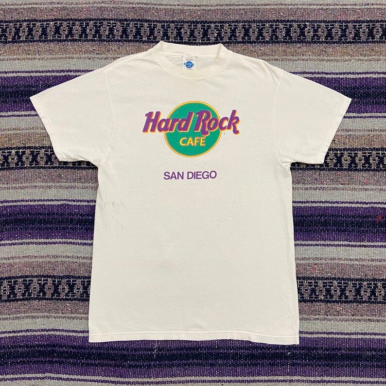 Vintage Hard Rock Cafe Shirt San Diego Graphic Tee Mens Medium 90S California Souvenir T Shirt In White