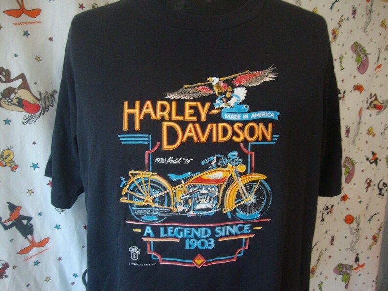 Vintage Harley Davidson 1988 Holoubek Biker Black T Shirt