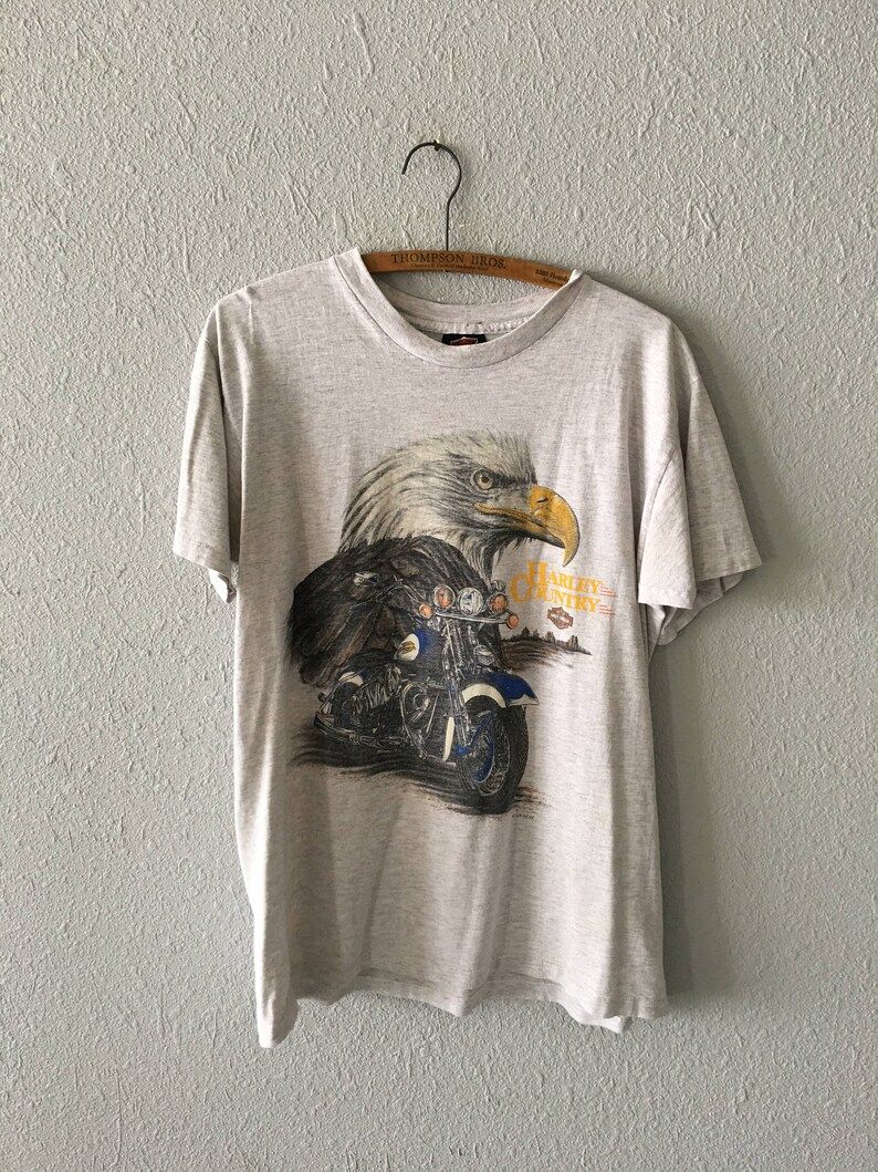 Vintage Harley Davidson 1990S 90S Bald Eagle Motorcycle Graphic Harley Davidson T Shirt