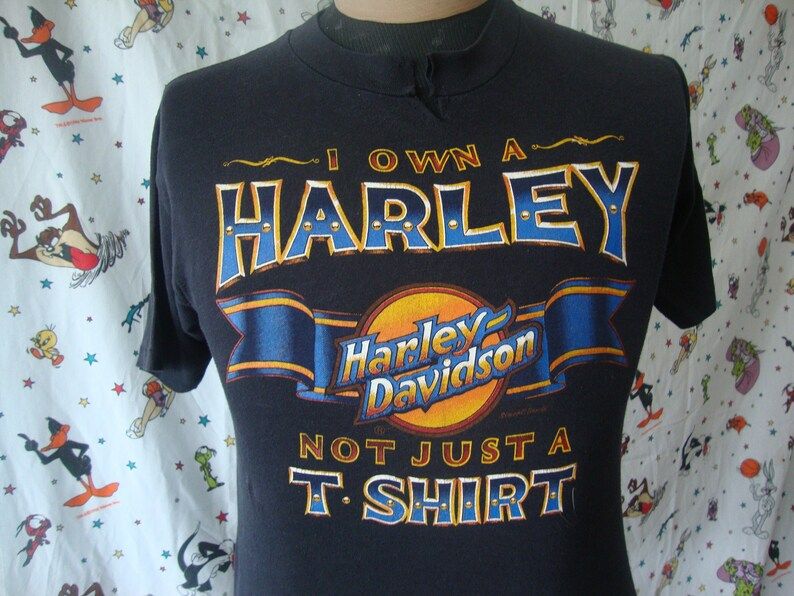 Vintage Harley Davidson 3D Emblem Cleveland Ohio I Own A Harley Davidson Not Just A T Shirt Black Tee Biker