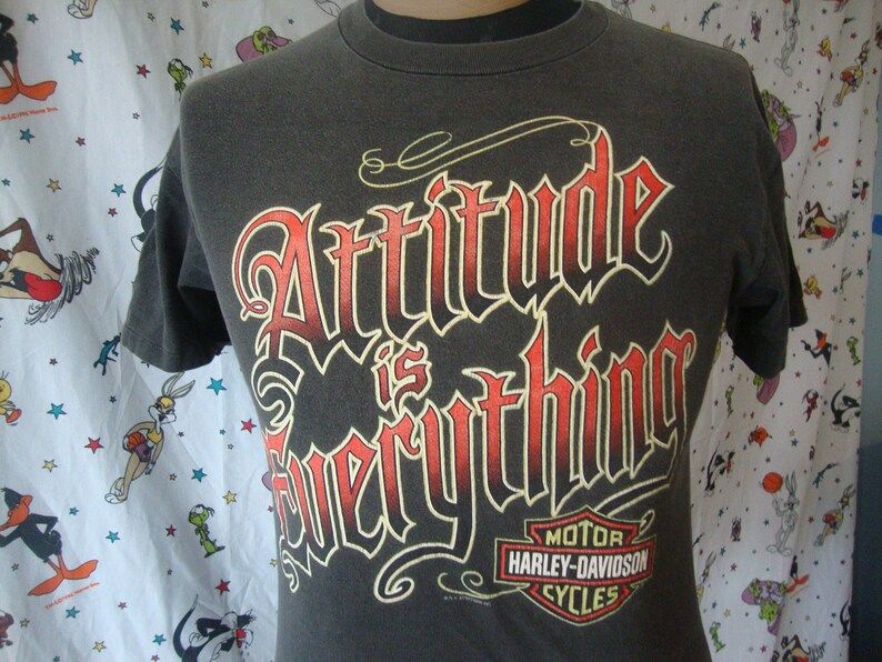 Vintage Harley Davidson Motorcycle 90S Attitude Is Everything T Shirt