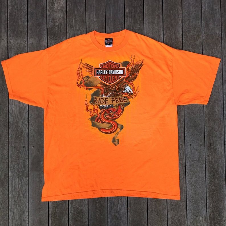 Vintage Harley Davidson Motorcycles Snake Eagle Biker Tattoo Design Oversized 2Xl Graphic T Shirt Retro Harley Davidson Grunge Festival Tee