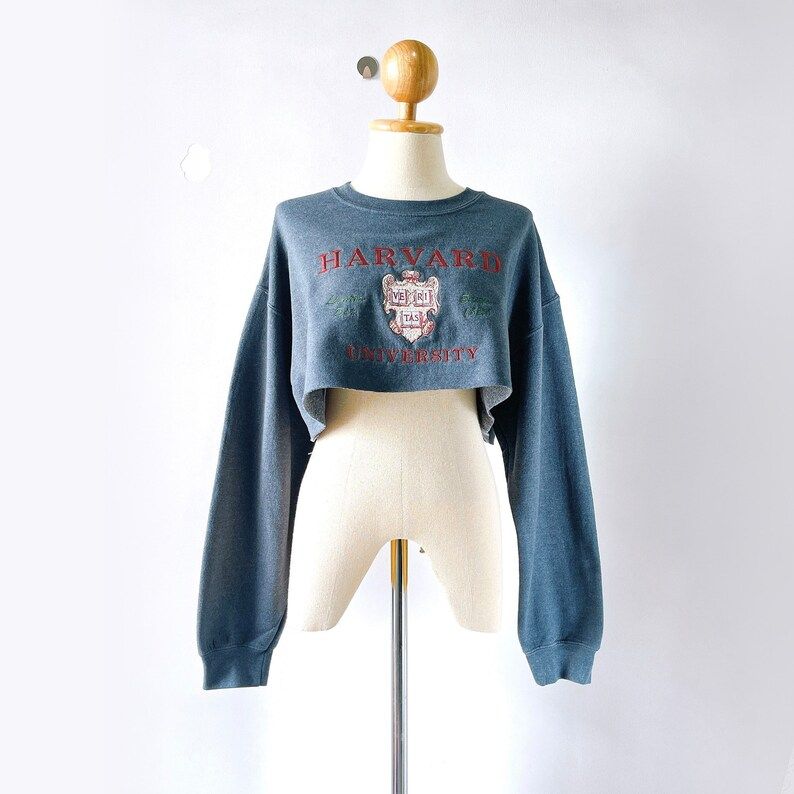 Vintage Harvard University Athletic Cropped Sweatshirt