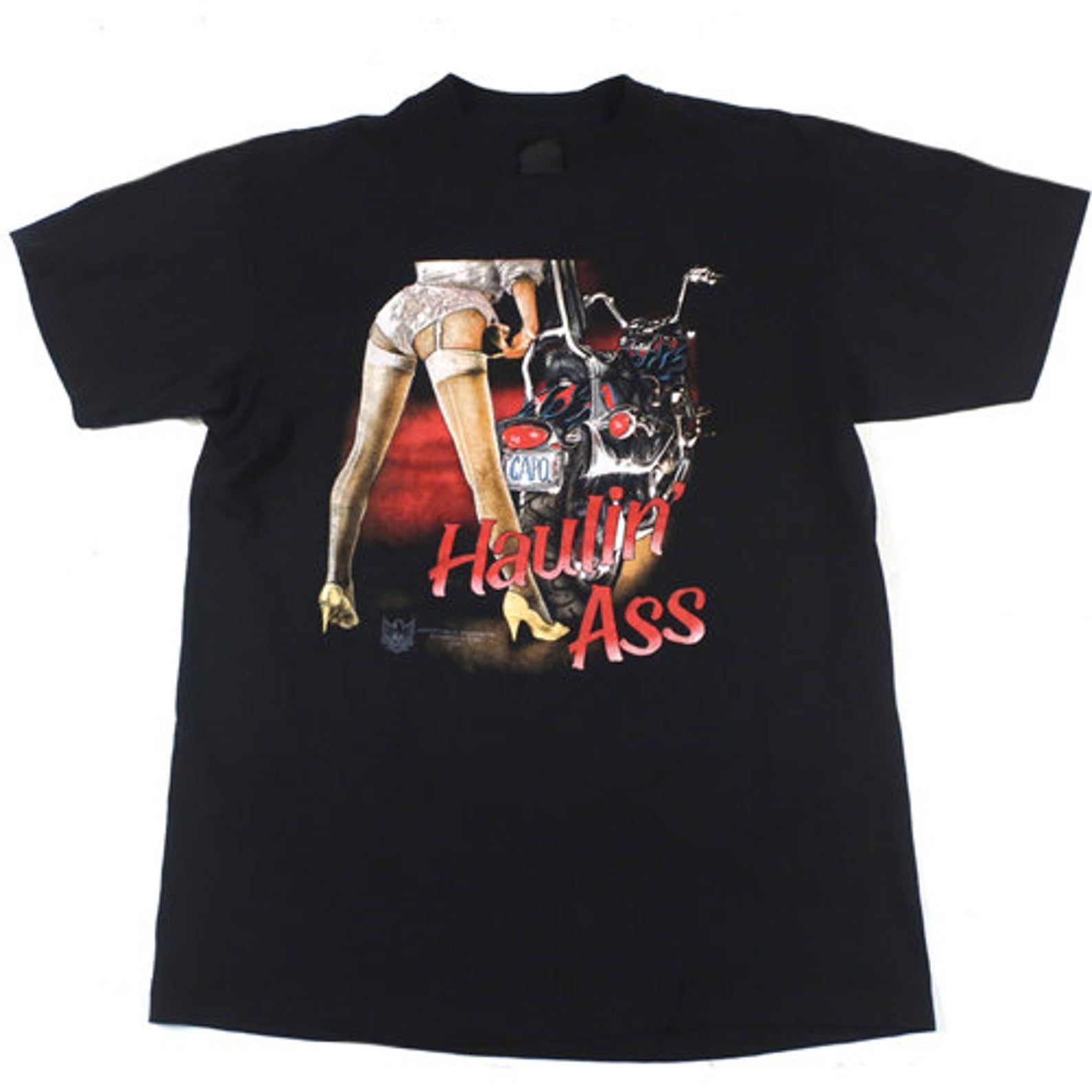 Vintage Haulin' Ass 3D Emblem Harley Davidson T-Shirt Biker Motorcycle 1992 Capo