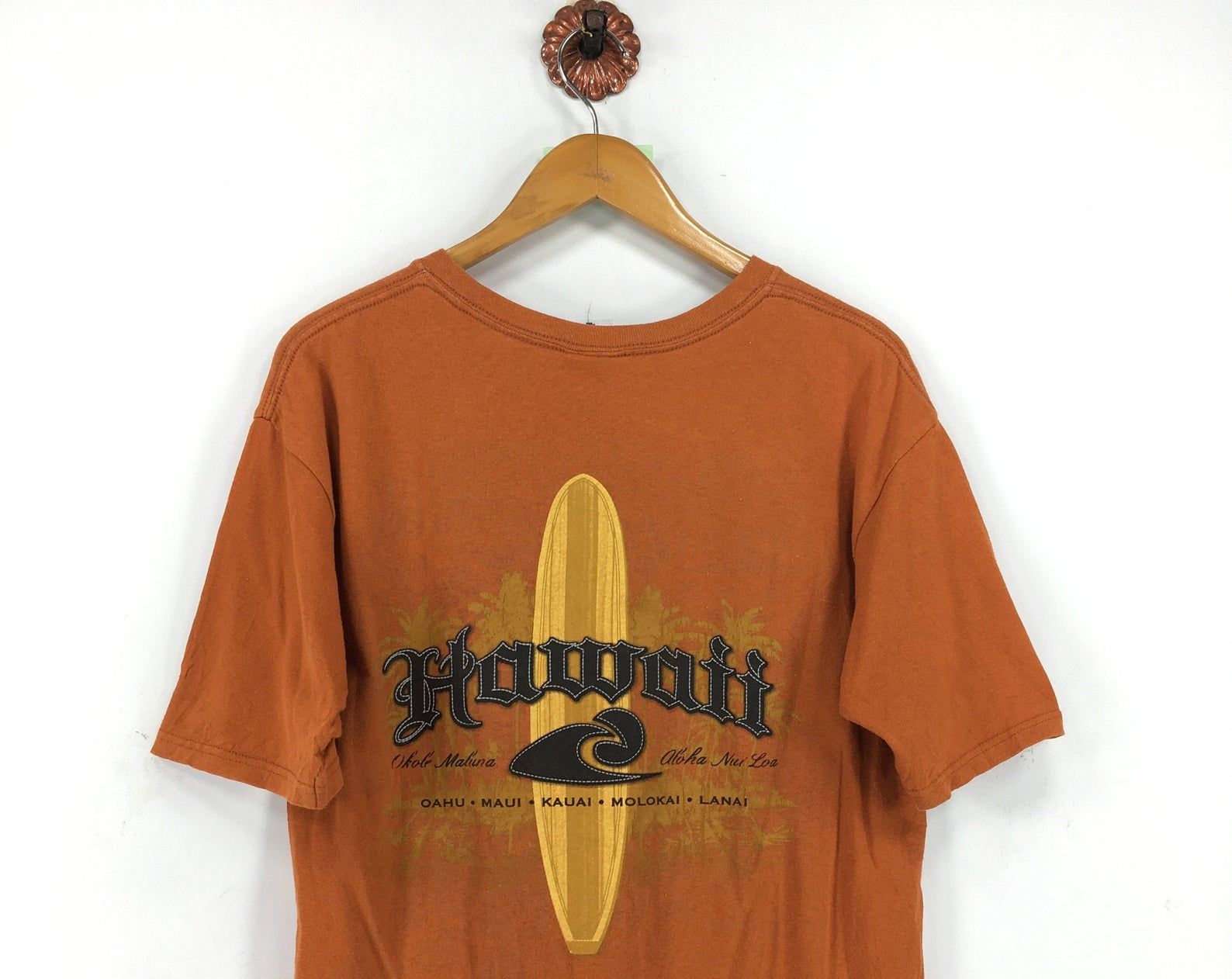 Vintage Hawaii Beach Orange Tshirt Unisex Performance Surfwear Hawaii Surfboard Oahu Maui Kauai Molokai Lanai Usa Beach Tee M
