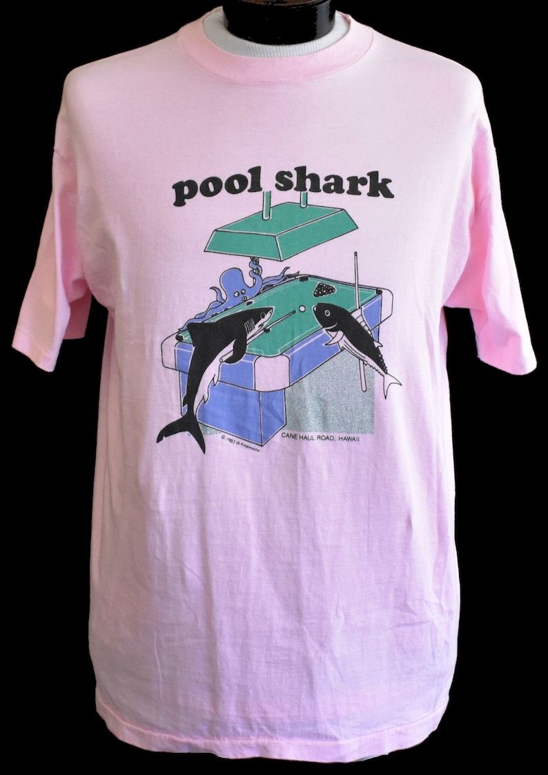 Vintage Hawaii Tee 80S Pool Shark T Shirt 1980S Hawaiian Souvenir Shirt Edium To Large