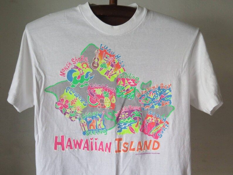 Vintage Hawaiian Tshirt Vintage Surf Tshirt Vintage Surf Wear Vintage Beach Wear Vintage Graphic 90S Tshirt Single Stitch Tshirt Hawaiian 91