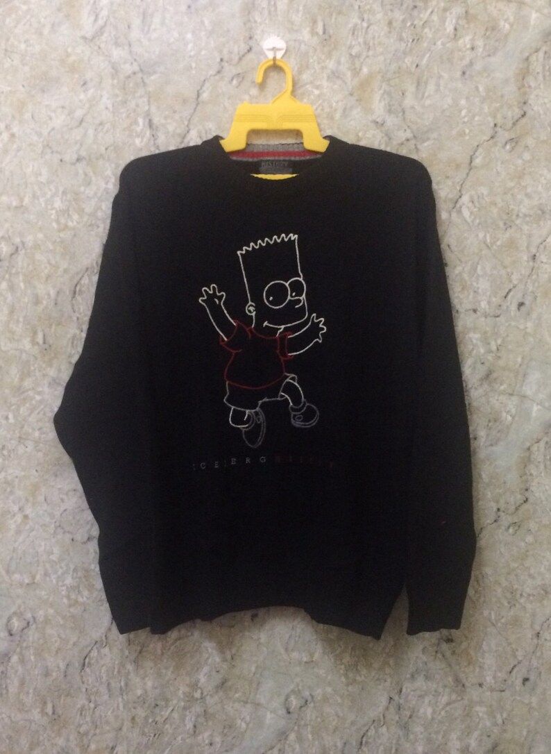 Vintage History Iceberg Sweatshirt Made In Italy Hip Hop Spell Out Casual Cartoon Rare