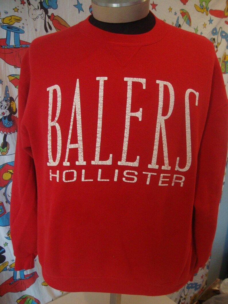 Vintage Hollister Balers Red Crew Neck Shirt Clothing Sweatshirt Adult