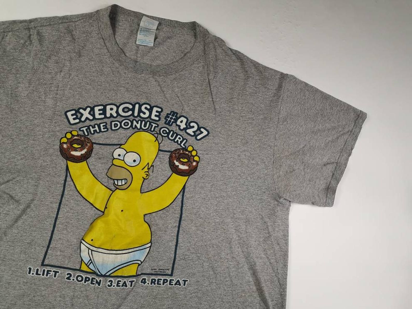Vintage Homer Simpson Exercise 427 / The Donut Curl Triblend T-Shirt Made In Usa