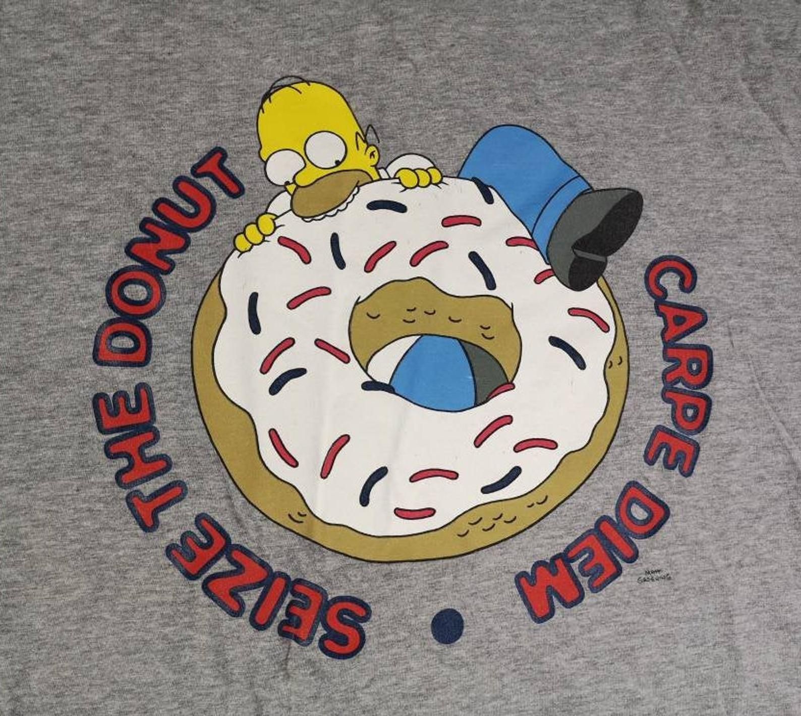 Vintage Homer Simpson Seize The Donut/Carpe Diem Paper Thin Triblend T-Shirt Made In Usa