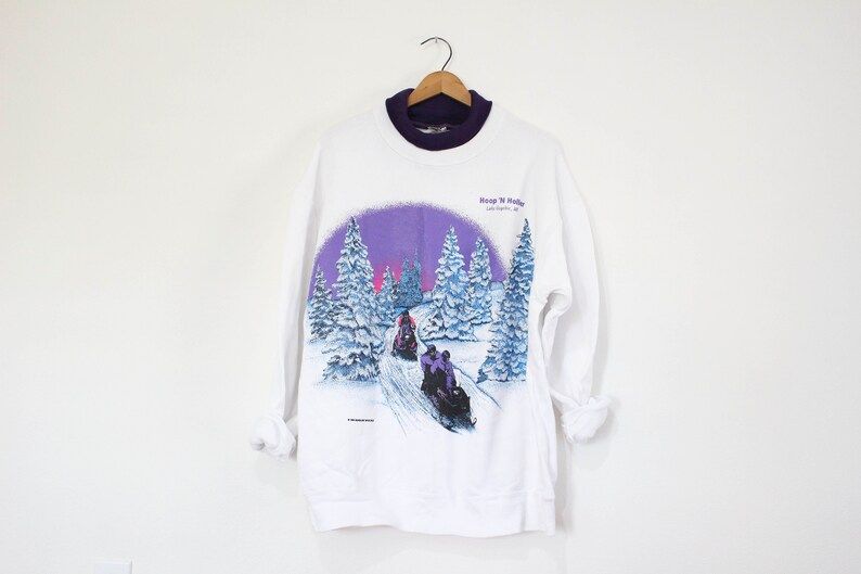 Vintage Hoop N Holler Snowmobile Lake Gogebic Michigan Sweatshirt