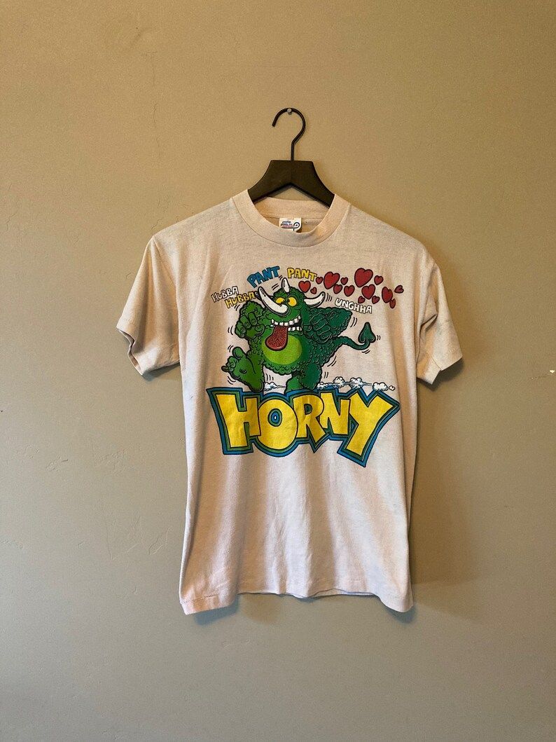 Vintage Horny Monster Tee Rare Design Shirt