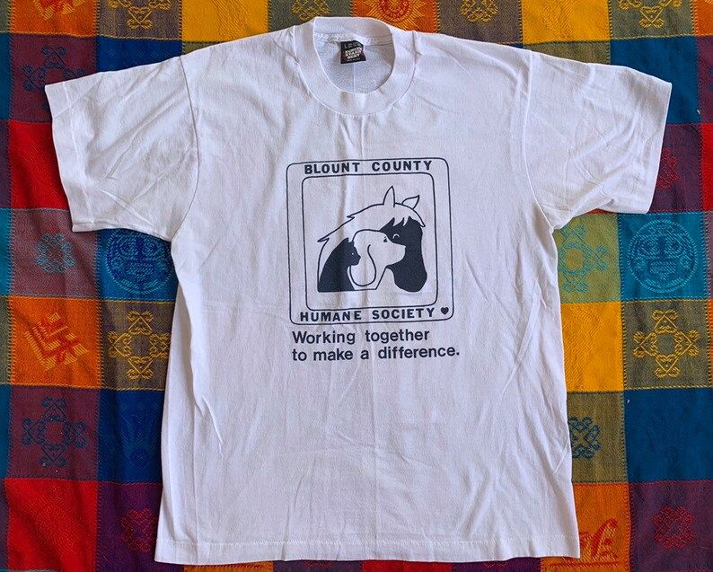 Vintage Humane Society Single Stitch T Shirt On Screen Stars Best Arge
