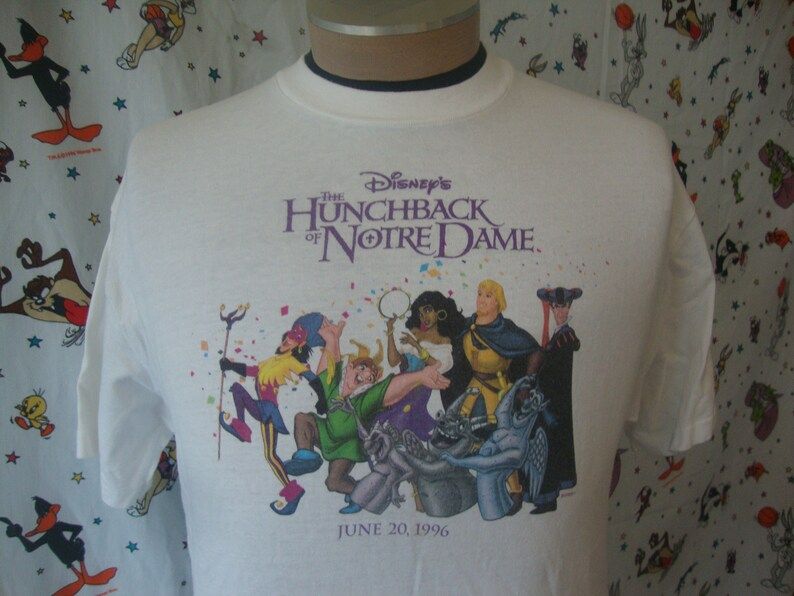 Vintage Hunchback Of Notre Dame Tee White T Shirt 1996 Walt Disney Movie Promo 90S Disney World Quasimodo