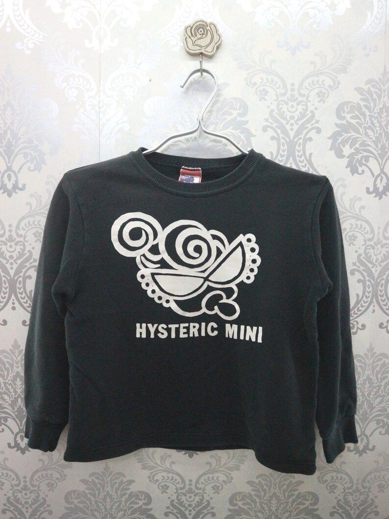 Vintage Hysteric Mini Sweatshirt Big Logo Streetwear Pullover Sweater Knitwear Made In Japan