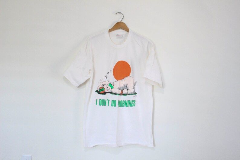 Vintage I Dont Do Mornings Polar Bear T Shirt