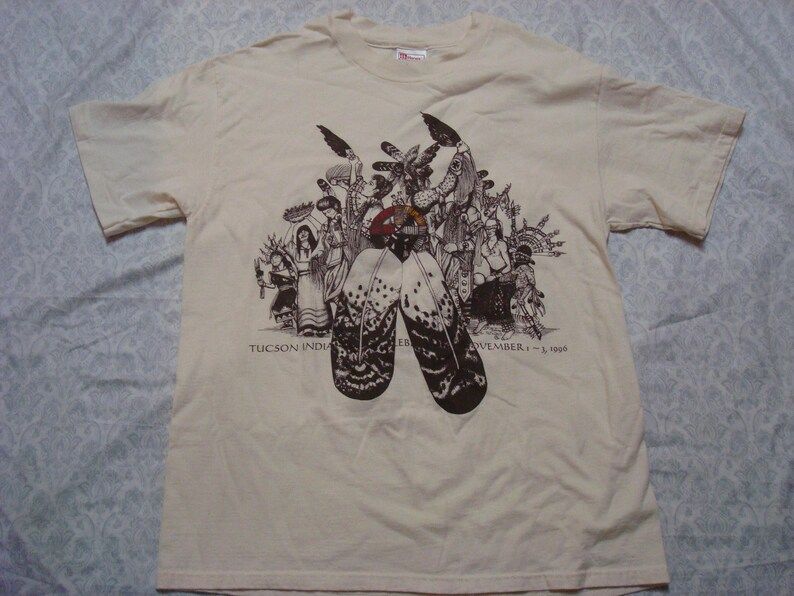 Vintage Indian Tee Shirt Deadstock Tan Tucson Indian Fair Tribal New 90S Mens Large