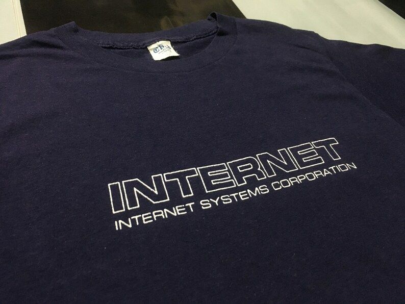 Vintage Internet Shirt Internet Systems Corporation Blue Good Condition Single Stitch Made In Usa