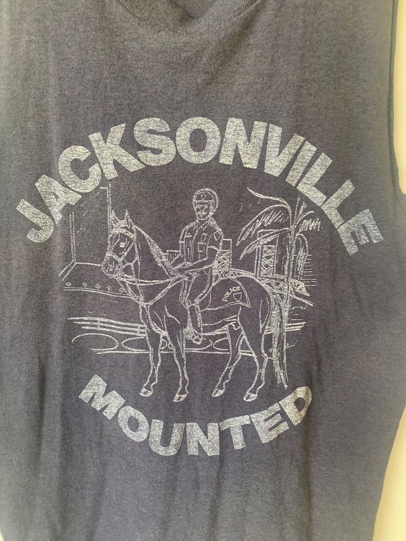 Vintage Jacksonville Florida Police Officer T Shirt 1980S Jacksonville Florida Horse Graphic T Shirt 80S Florida Tourist Tee