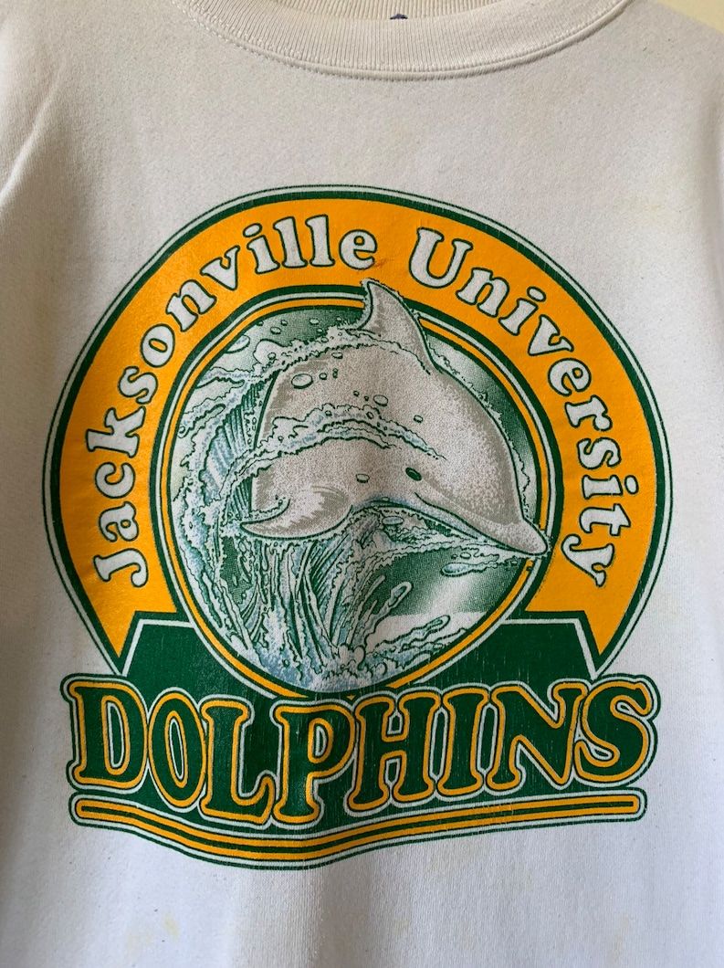Vintage Jacksonville University Ju Dolphins 1990S 90S White Sweatshirt vintage jacksonville university ju dolphins 1990s 90s white sweatshirt wjsfy