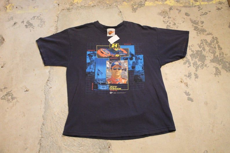 Vintage Jeff Gordon Nascar Racing Graphic Race Car Print 80s 90s  Fashion Winner Circle Shirt