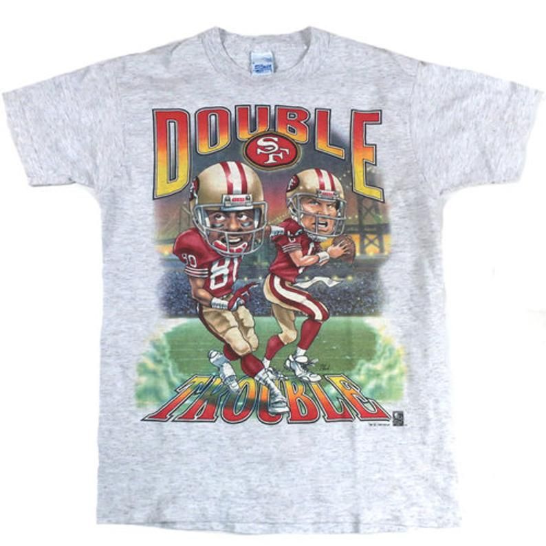 Vintage Jerry Rice Steve Young Caricature 49ers NFL Football San Francisco Shirt