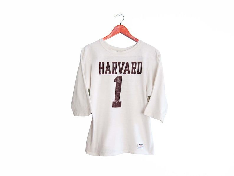 Vintage Jersey Shirtharvardivy Leaguechampion1980S White Champion Harvard Jersey Shit Small