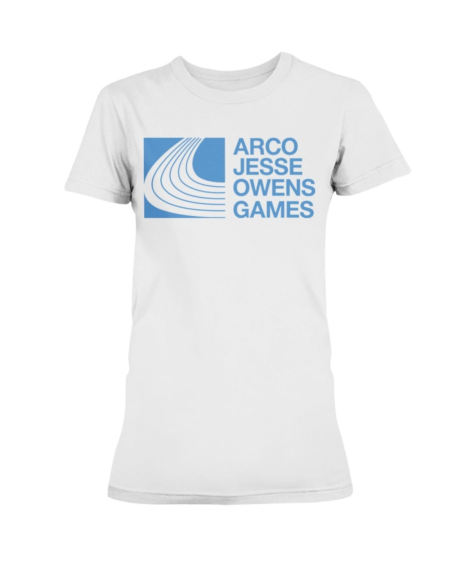 Vintage Jesse Owens Arco Games Running 1980S Yellow Blue Vintage Ladies T Shirt 211213