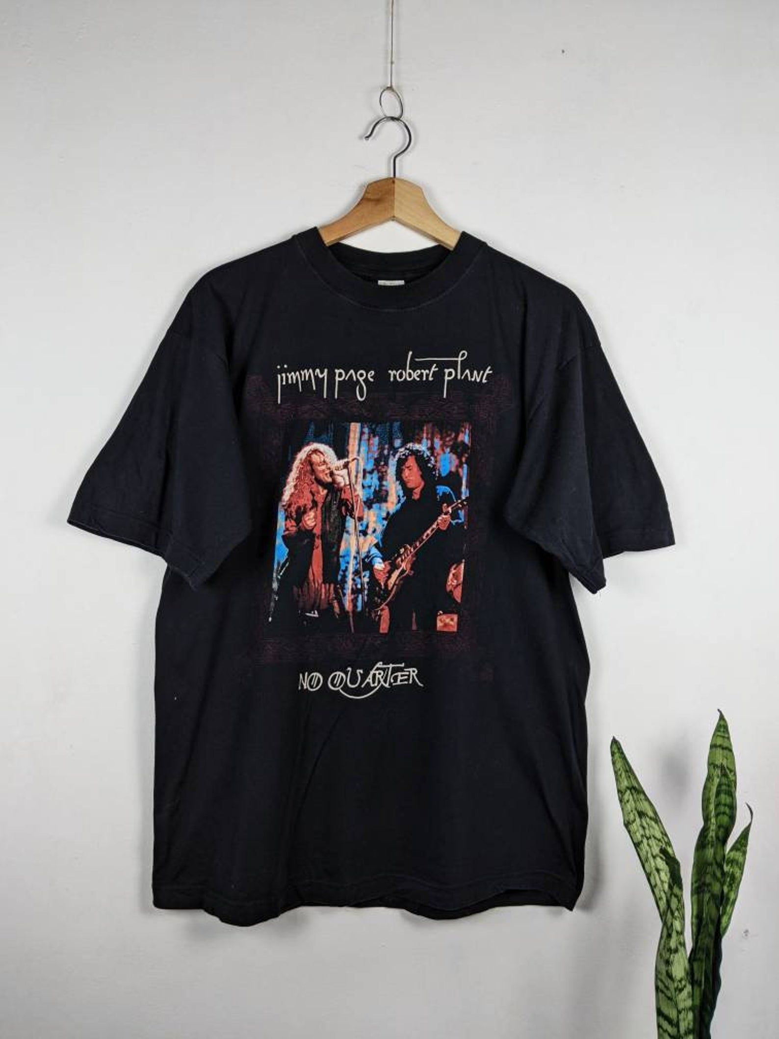 Vintage Jimmy Page Robert Plant 1995 Merch T-Shirt No Quarter vintage jimmy page robert plant 1995 merch t shirt no quarter