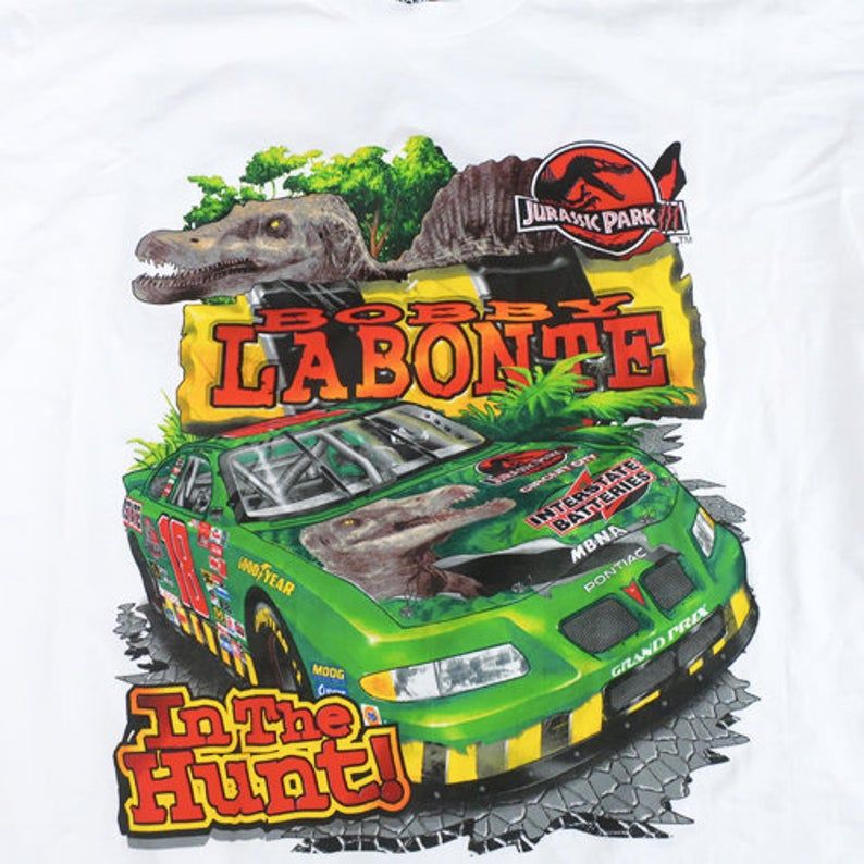 Vintage Jurassic Park Nascar Bobby Labonte 2001 Racing Shirt
