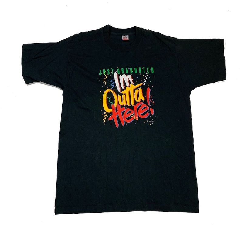 Vintage Just Graduated Im Outta Here Single Stitch Fruit Of The Loom Graphic Tee Shirt Arge