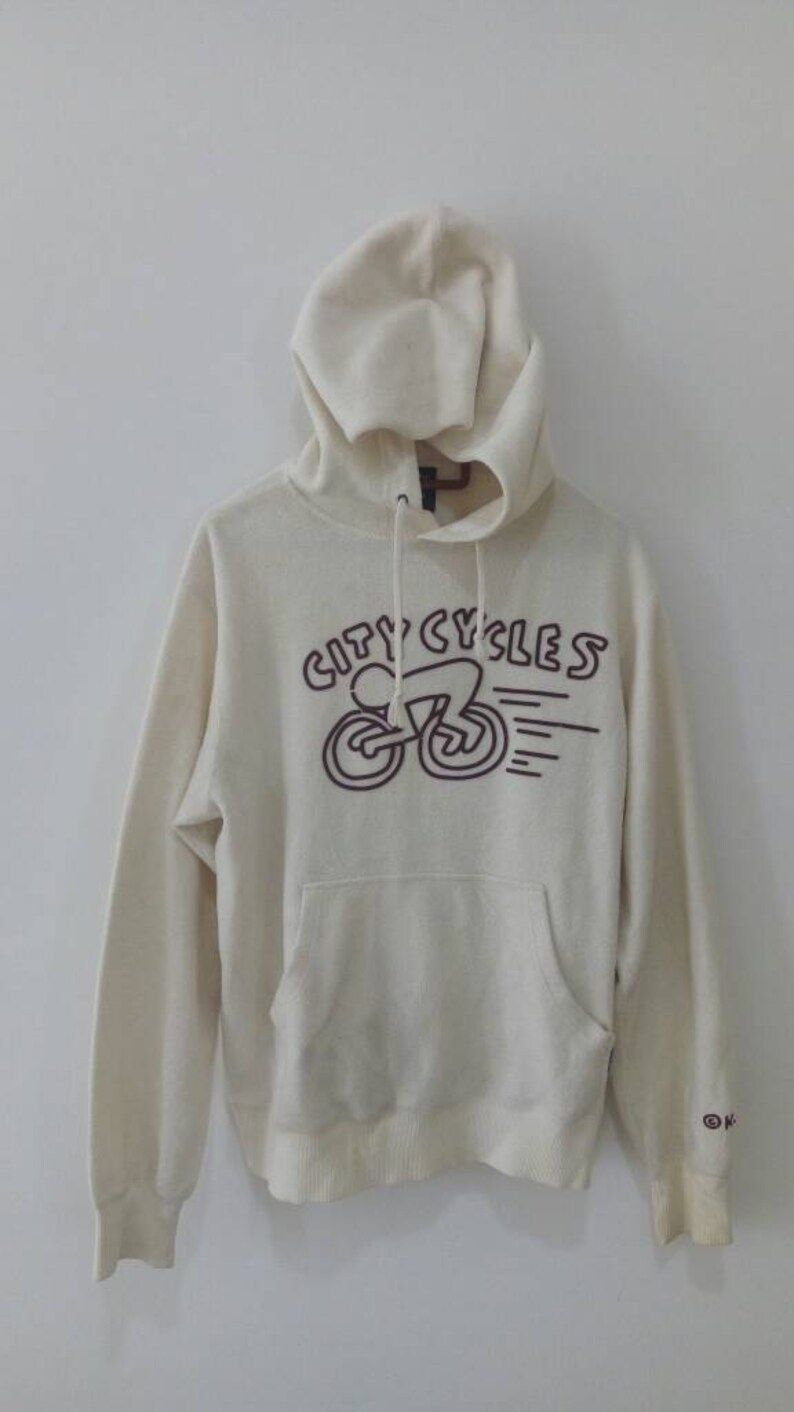 Vintage Keith Haring City Bicycle Hoodie White