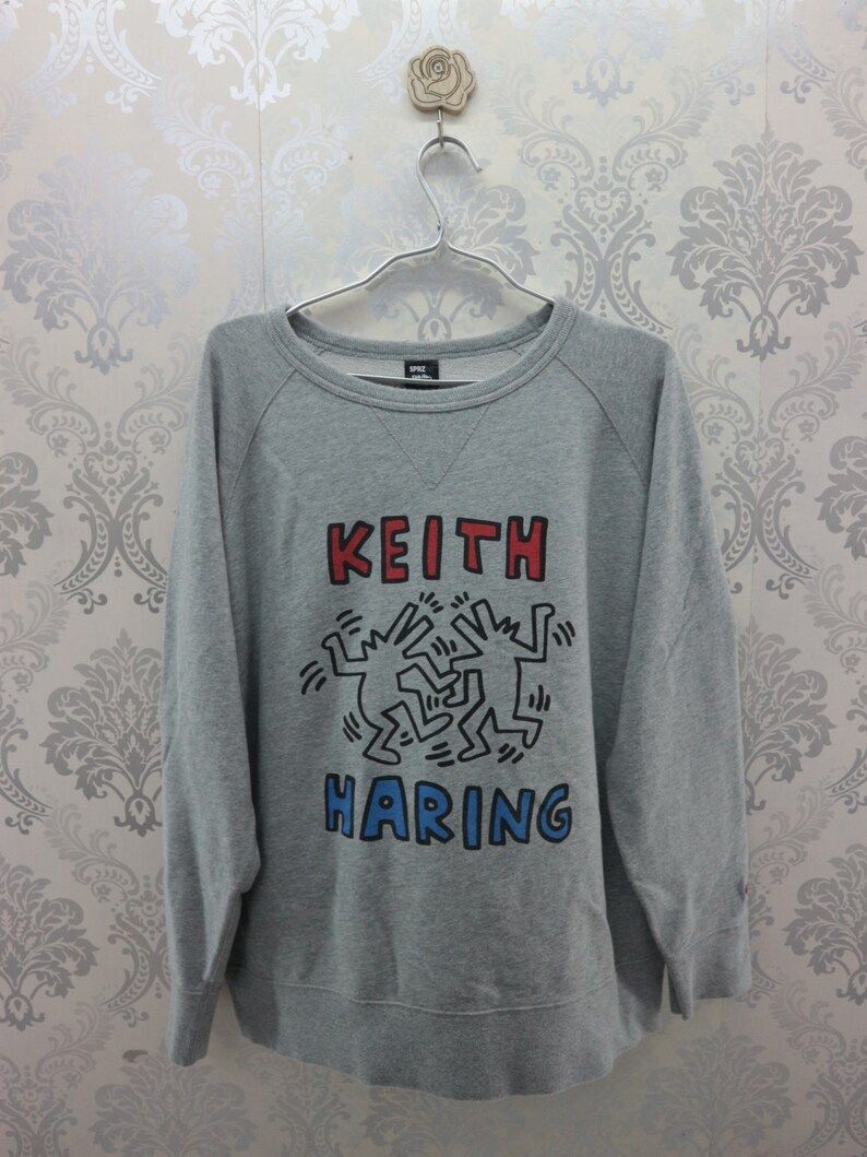 Vintage Keith Haring Sweatshirt Big Logo Pop Art Streetwear Keith Haring Sweater