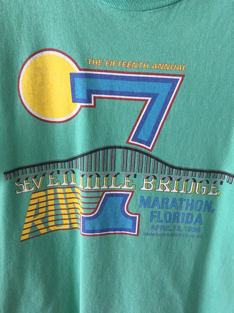 Vintage Key West Florida 1996 Seven Mile Bridge Marathon Florida Running T Shirt