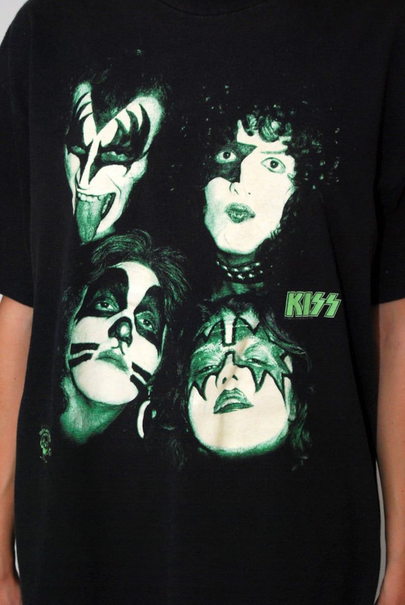 Vintage Kiss T Shirt Xl 90S Black Top 1996 96 Short Sleeve Men Women Band Rock N Roll Tee Retro Tour Concert Army 1990S