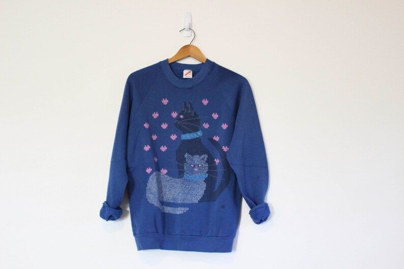 Vintage Kitty Crazy Cat Lady Sweatshirt Large