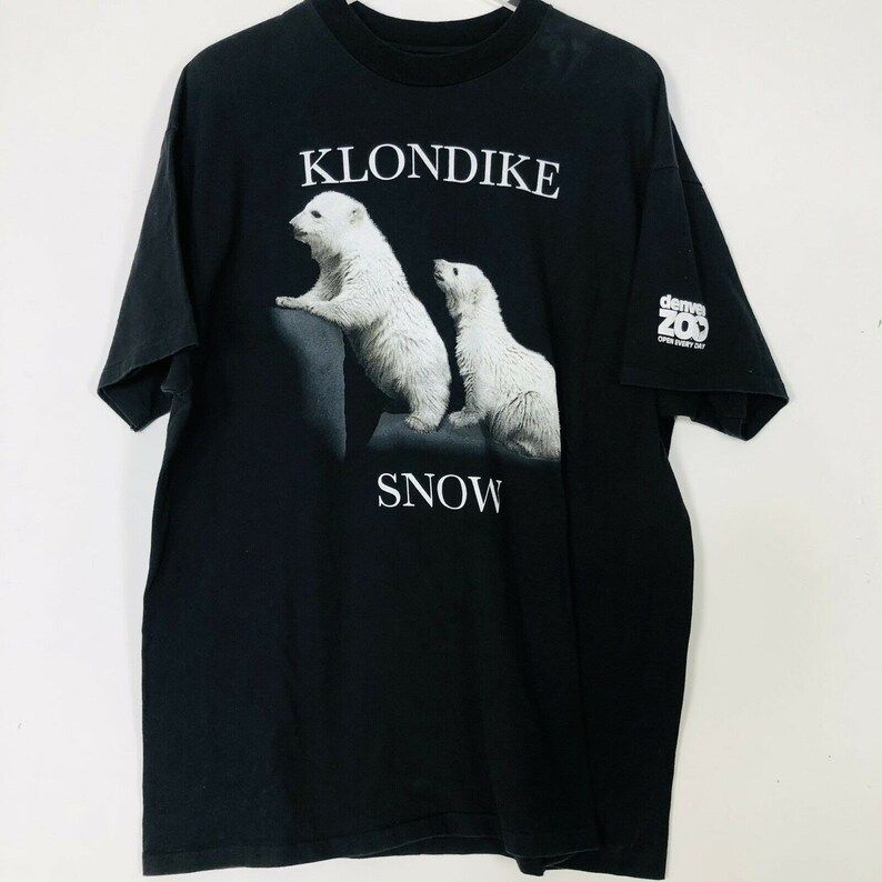 Vintage Klondike Snow Denver Zoo Polar Bears Black Short Sleeve T Shirt